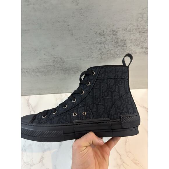 Dior B23 High Top Black White Oblique Canvas Size 8.5 EU 42 | Pre-Owned | No Box - Picture 6 of 8